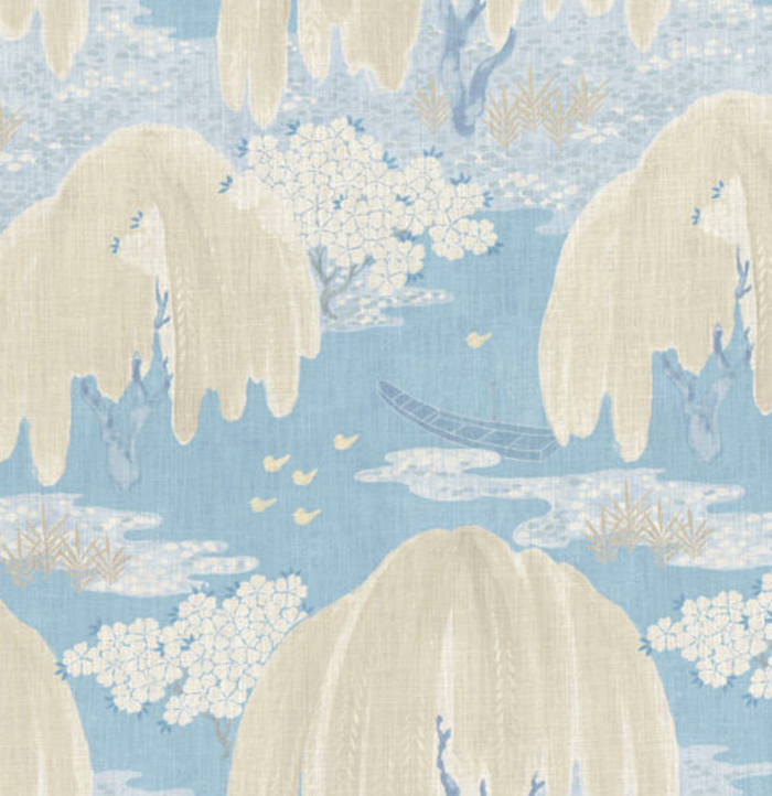 Dekowe Willow Tree Pillow Cover In Soft Blue