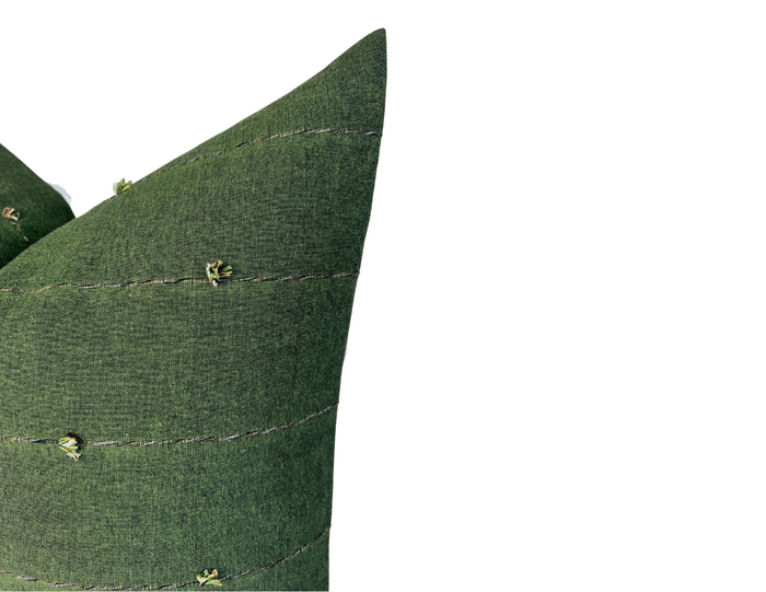 Dekowe Woven Striped Pillow Cover In Fennel Green