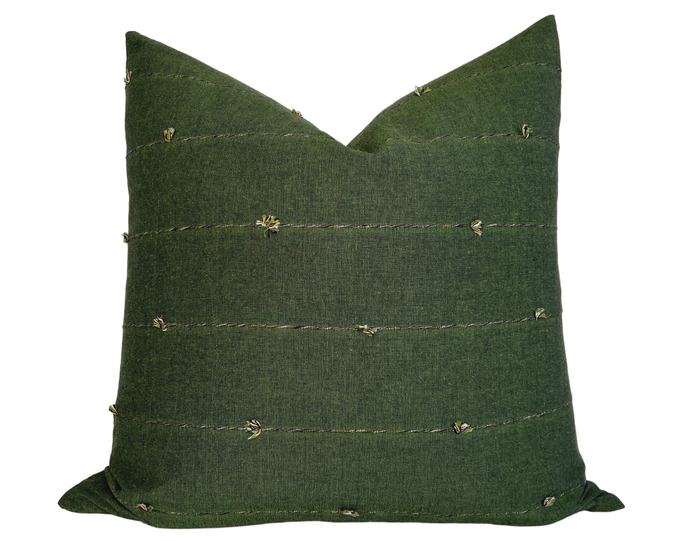 dekowe Woven Striped Pillow Cover in Fennel Green