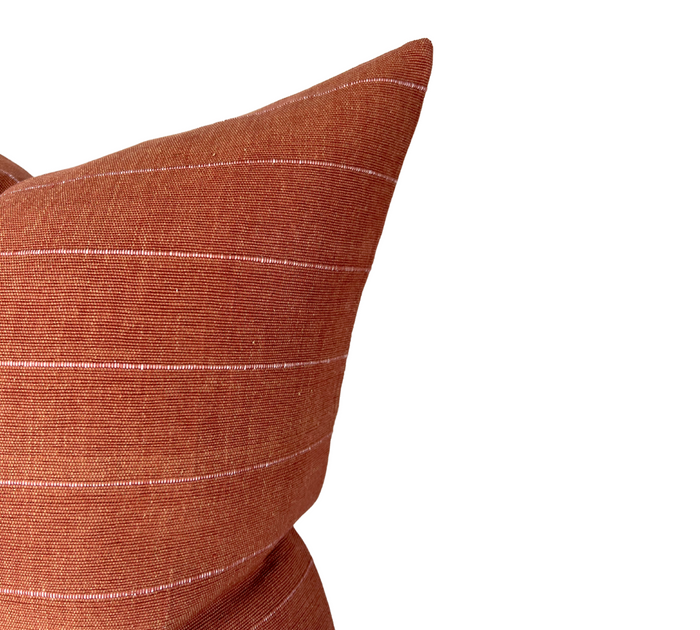 Dekowe Woven Striped Pillow Cover In Rust