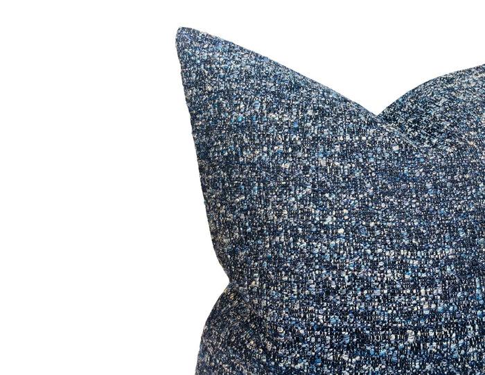 Dekowe Zanzibar Tweed Pillow Cover In Indigo