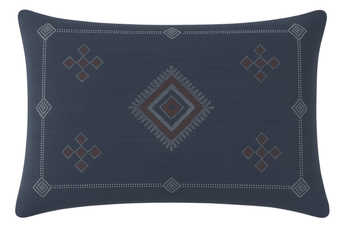 Dekowe Diamond Woven Pillow Cover In Navy Indoor Outdoor Pillow