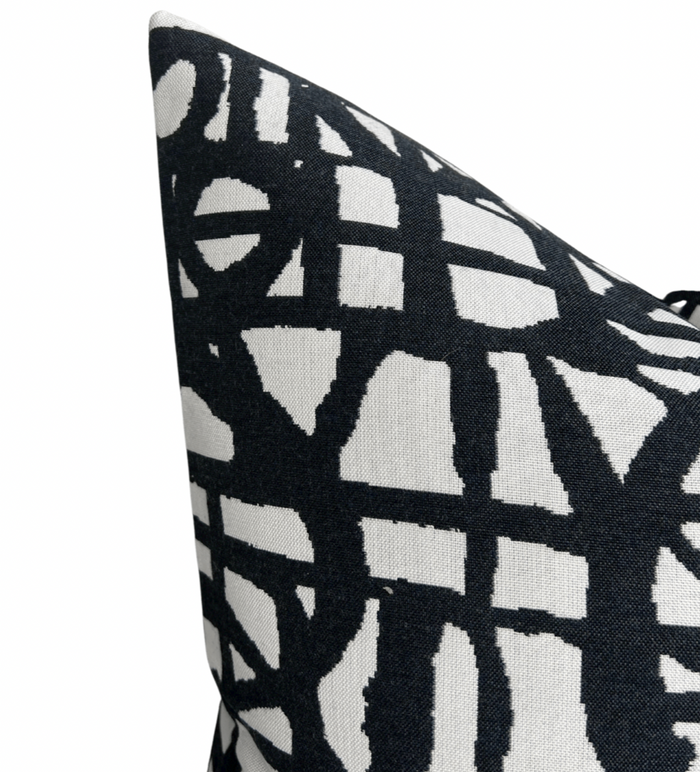 Dekowe Ecriture Pillow Cover In Midnight Black Indoor Outdoor Pillows