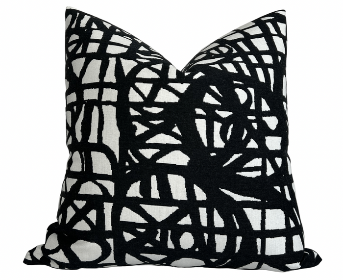 dekowe Ecriture Pillow Cover in Midnight Black Indoor Outdoor Pillows