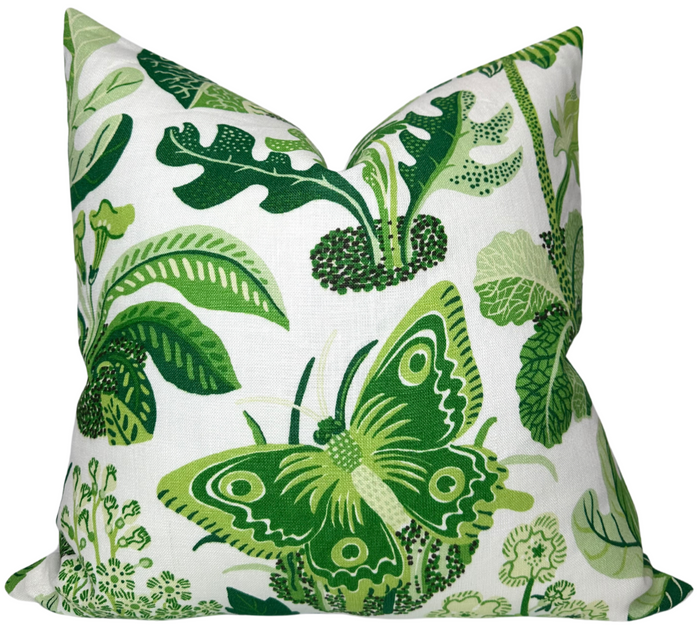 dekowe Exotic Butterfly Pillow Cover in Leaf Green Schumacher Textiles