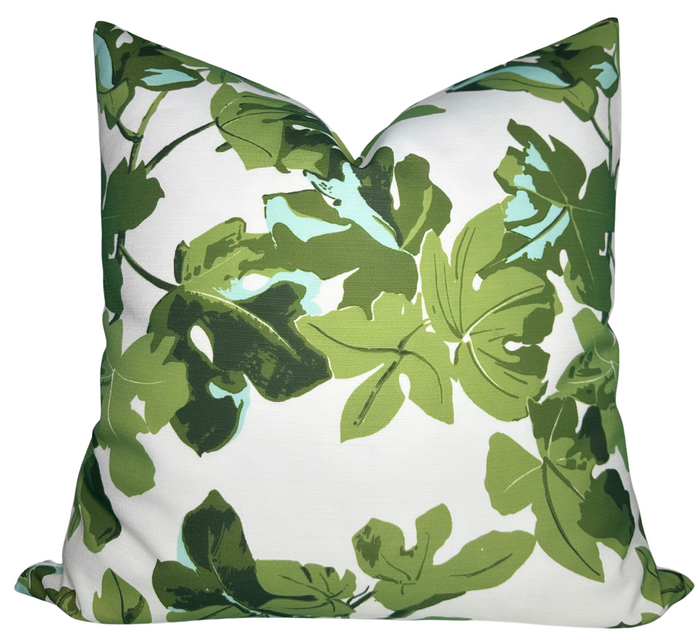 dekowe Fig Leaf Pillow Cover in Original on White Indoor Outdoor Pillows Peter Dunham Textiles