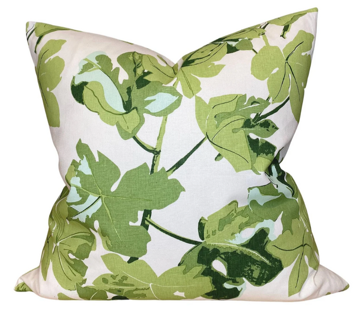 dekowe Fig Leaf Pillow Cover on Natural Peter Dunham Textiles