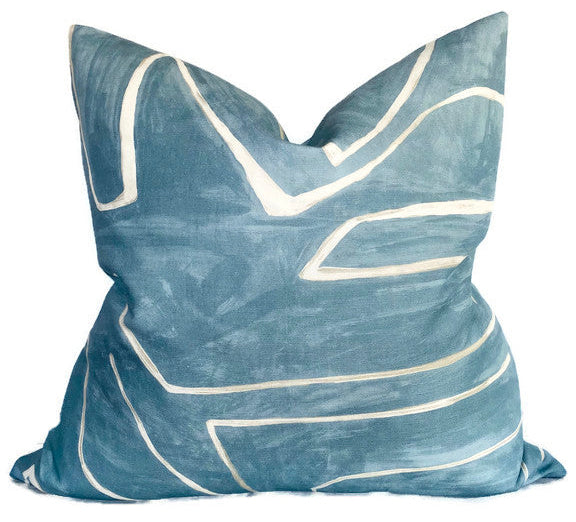 dekowe Graffito Pillow Cover in Deep Sky Kelly Wearstler Textiles