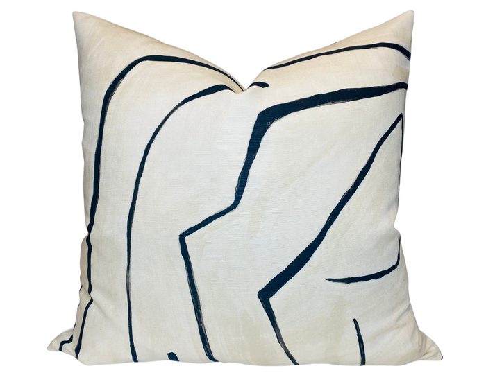 dekowe Graffito Pillow Cover in Ivory Linen Onyx Kelly Wearstler Textiles