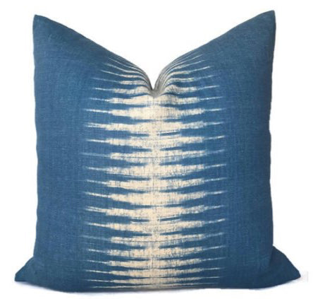 dekowe Ikat Pillow Cover in Indigo Blue Peter Dunham Textiles