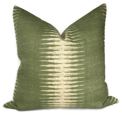 dekowe Ikat Pillow Cover in Olive Green Peter Dunham Textiles