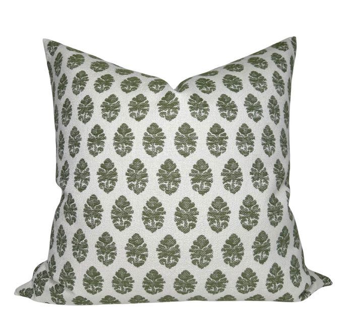 dekowe Indian Garden Paisley Woven Pillow Cover in Green