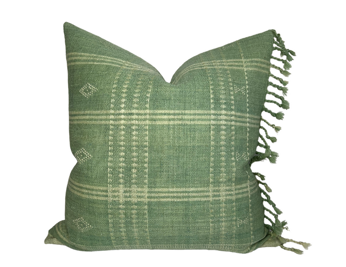 dekowe Indian Wool Pillow Cover in Green Handwoven Textiles