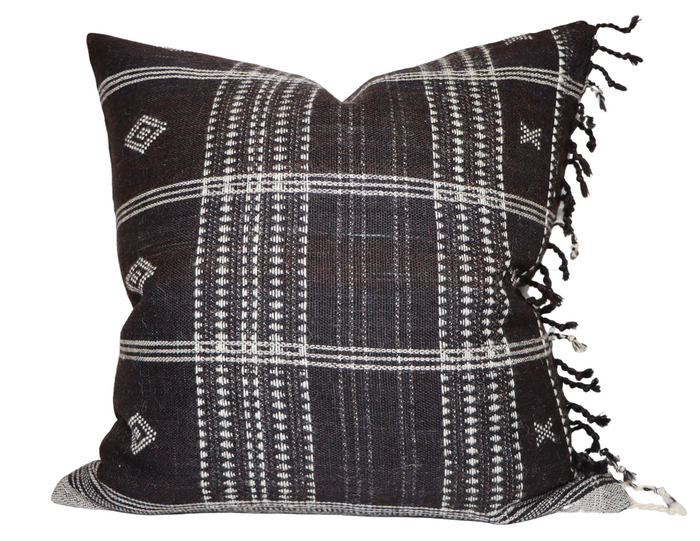 dekowe Indian Wool Pillow Cover in Noir Handwoven Textiles