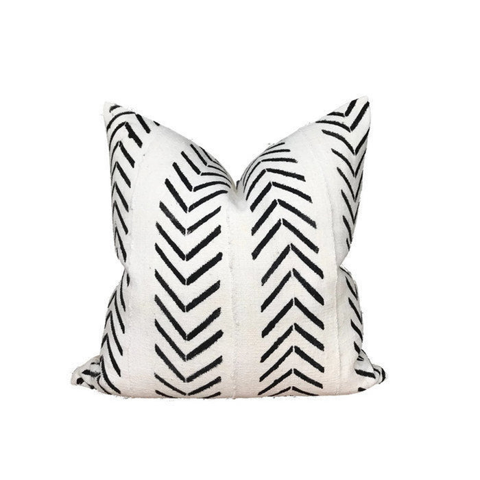 dekowe Inverse Chevron Print Mudcloth Pillow Cover in Ivory