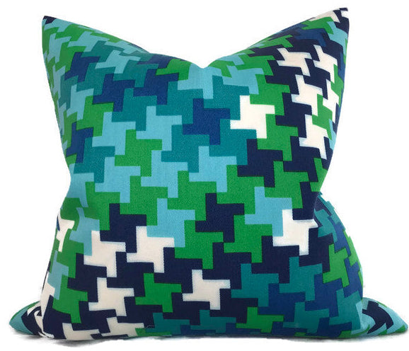 dekowe Jax Outdoor Pillow Cover in Azure Indoor Outdoor Pillows Trina Turk for Schumacher