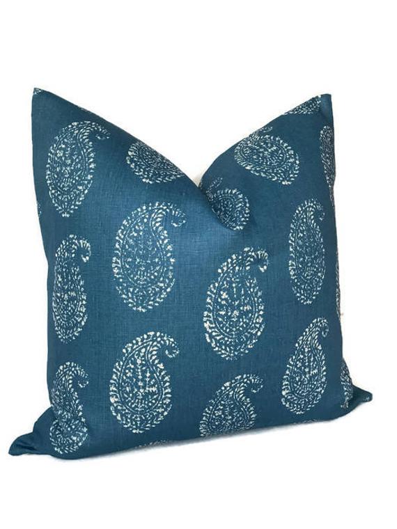 Dekowe Kashmir Paisley Pillow Cover In Indigo Peter Dunham Textiles