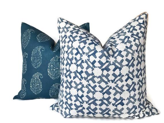 Dekowe Kashmir Paisley Pillow Cover In Indigo Peter Dunham Textiles