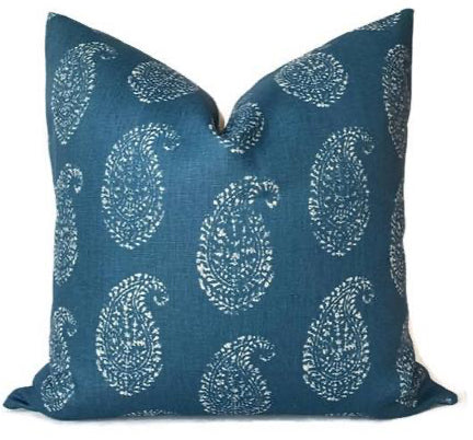dekowe Kashmir Paisley Pillow Cover in Indigo Peter Dunham Textiles