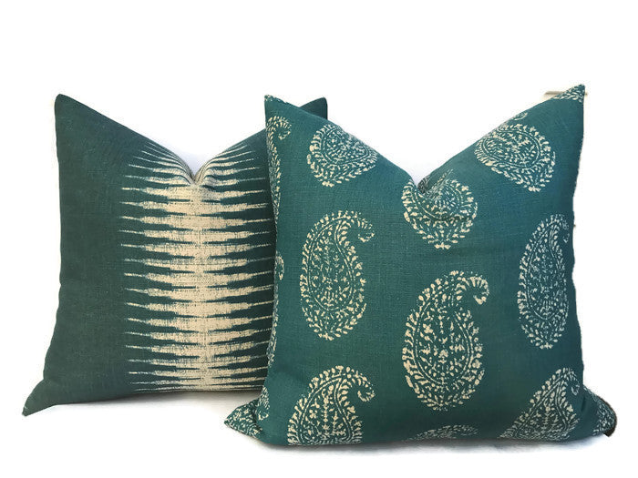 Dekowe Kashmir Paisley Pillow Cover In Peacock Peter Dunham Textiles