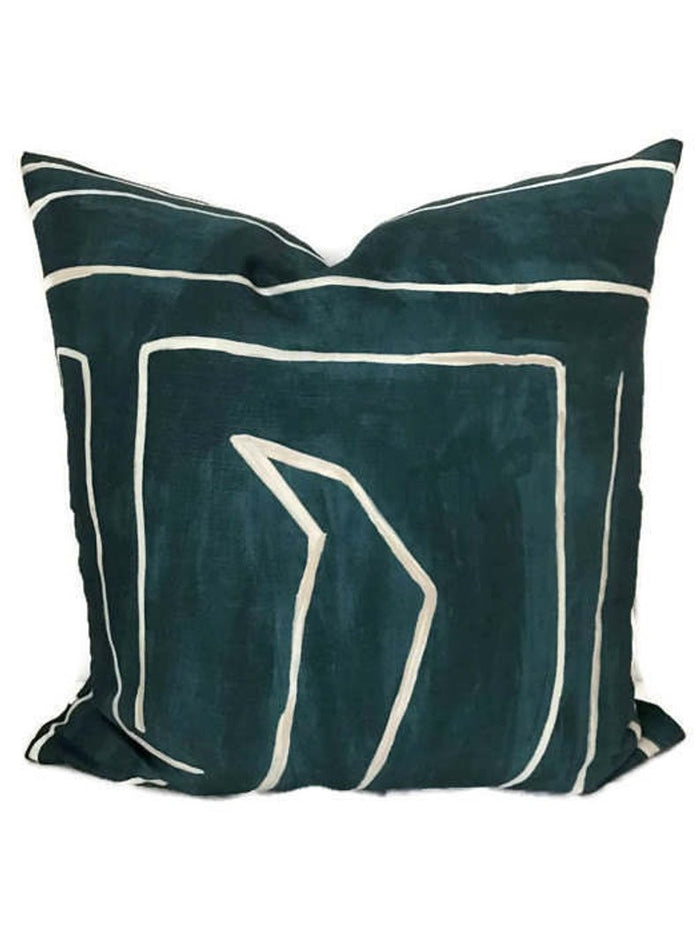 Dekowe Kelly Wearstler Graffito Pillow Cover In Teal Pearl