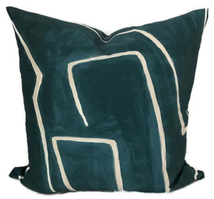 dekowe Kelly Wearstler Graffito Pillow Cover in Teal Pearl