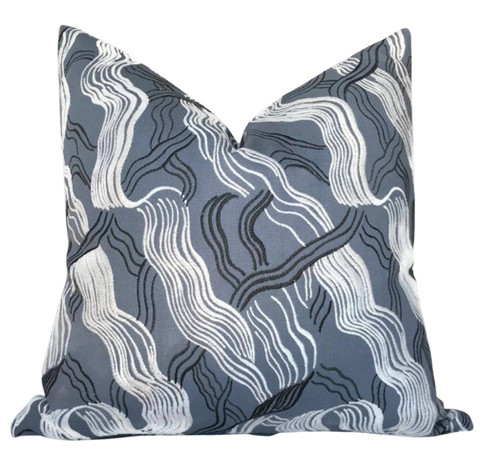 dekowe Kelly Wearstler Jubilee Embroidered Pillow Cover in Dusk Blue