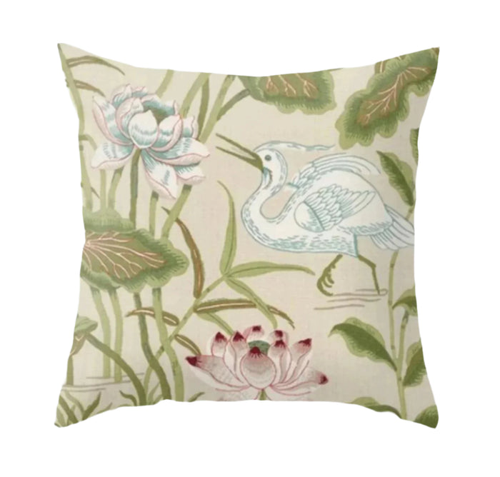 dekowe Lotus Garden Pillow Cover in Parchment Schumacher Textiles