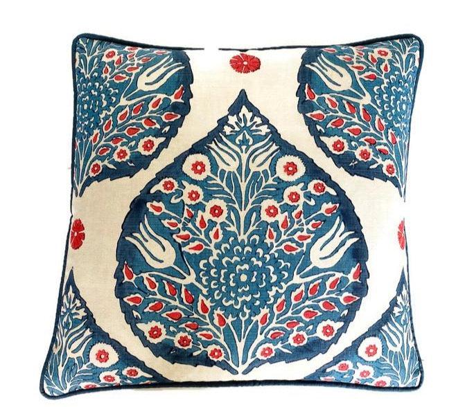Dekowe Lotus Pillow Cover In Lapis On Logan Natural