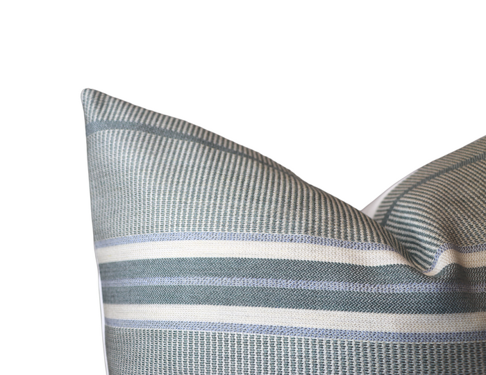 Dekowe Mayan Striped Pillow Cover In Jade McLaurin + Piercey Textiles Indoor Outdoor Pillows