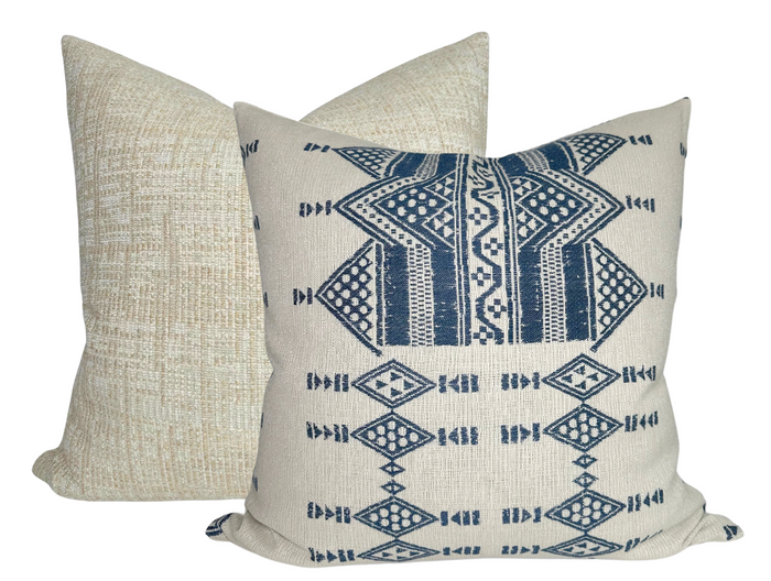 Dekowe Mombasa Pillow Cover In Pacific On Natural Peter Dunham Textiles