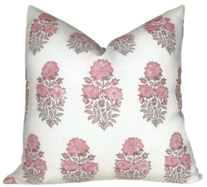 dekowe Mughal Flower Pillow Cover in Coral Lisa Fine Textiles