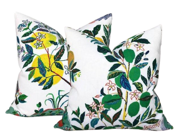 Dekowe Outdoor Schumacher Citrus Garden Pillow Cover In Primary