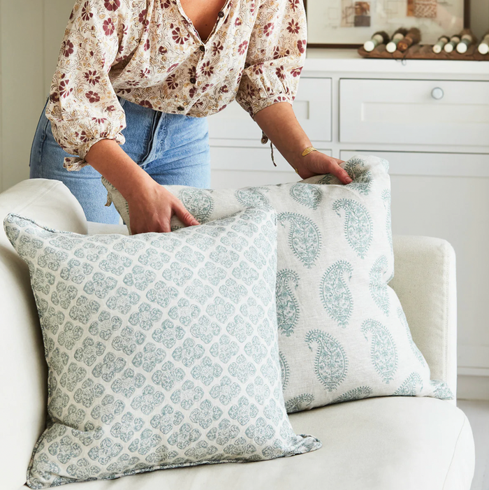 Dekowe Paisley Pillow Cover In Celadon Walter G Textiles