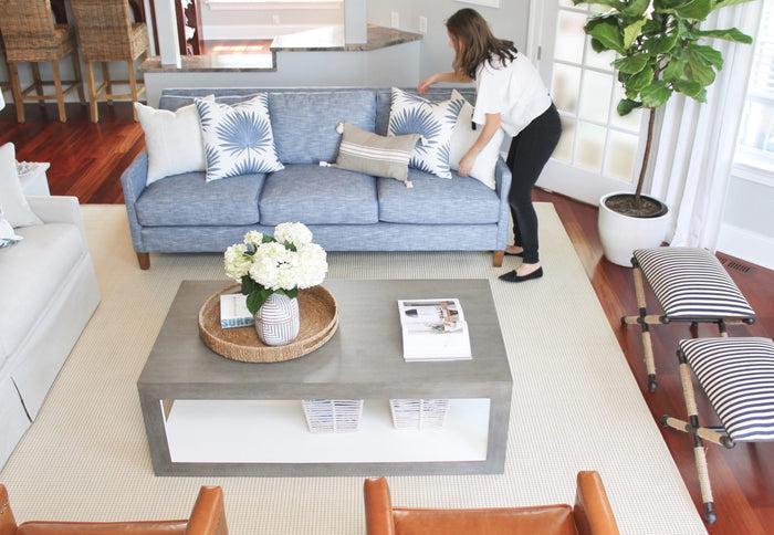 Dekowe Palmetto Pillow Cover In Cadet Blue McLaurin + Piercy Textiles