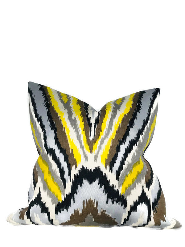 Dekowe Peacock Print Pillow Cover In Driftwood Trina Turk For Schumacher Textiles