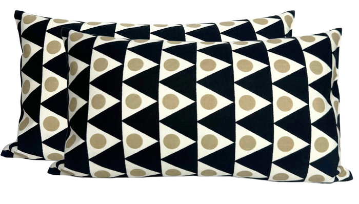 Dekowe Pennant II Pillow Cover In Sand And Black Schumacher Textiles