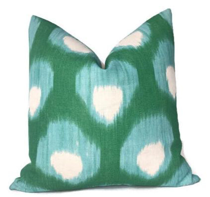 dekowe Peter Dunham Bukhara Outdoor Pillow Cover in Green/Blue