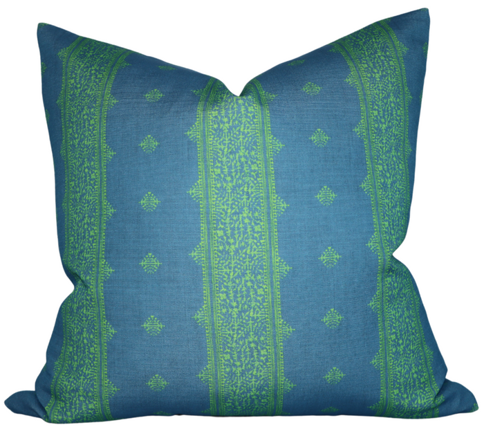 dekowe Peter Dunham Fez Pillow Cover in Green Indigo Indoor Outdoor Pillow