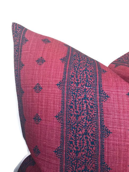 Dekowe Peter Dunham Fez Pillow Cover In Raspberry And Indigo