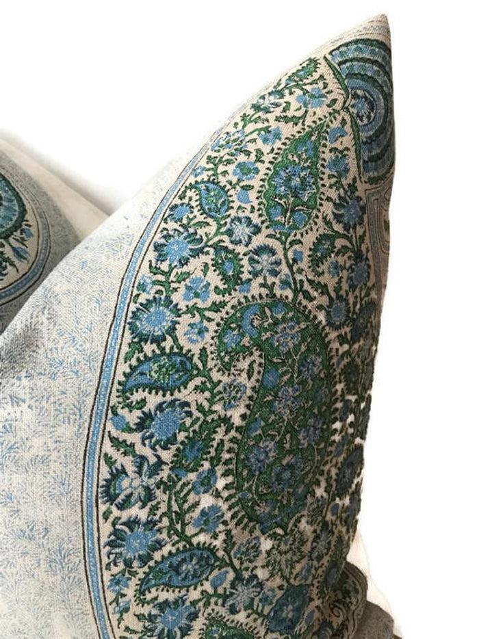 Dekowe Peter Dunham Isfahan Paisley Pillow Cover In Blue Green