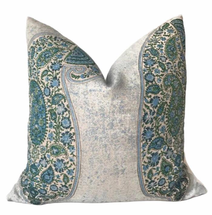 dekowe Peter Dunham Isfahan Paisley Pillow Cover in Blue Green