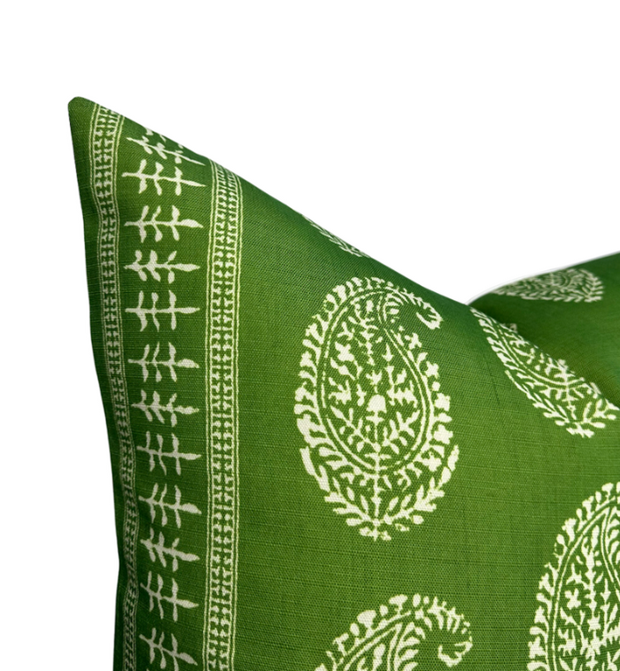 Dekowe Peter Dunham Kashmir Paisley Pillow Cover In Green Indoor Outdoor Pillow