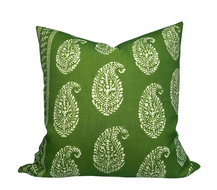dekowe Peter Dunham Kashmir Paisley Pillow Cover in Green Indoor Outdoor Pillow