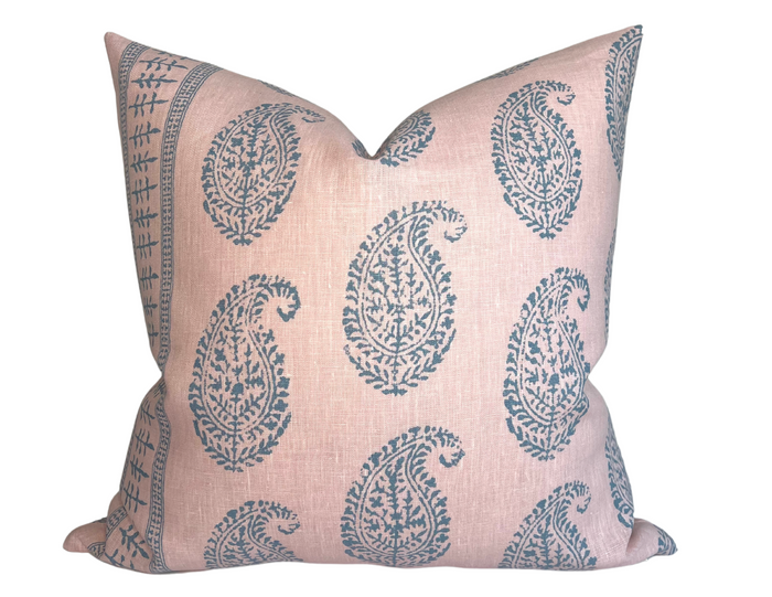 dekowe Peter Dunham Kashmir Paisley Pillow Cover in Pink + Blue