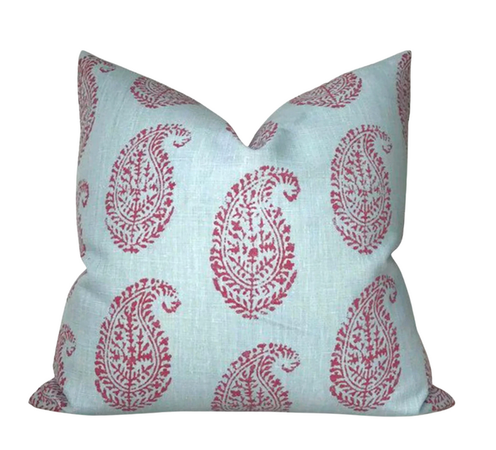 dekowe Peter Dunham Kashmir Paisley Pillow Cover in Red Blue