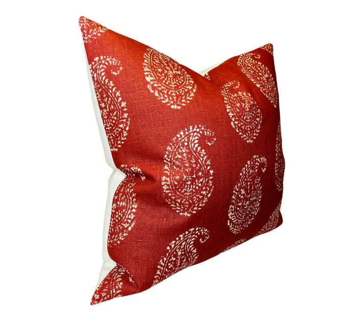 Dekowe Peter Dunham Kashmir Paisley Pillow Cover In Tea Red