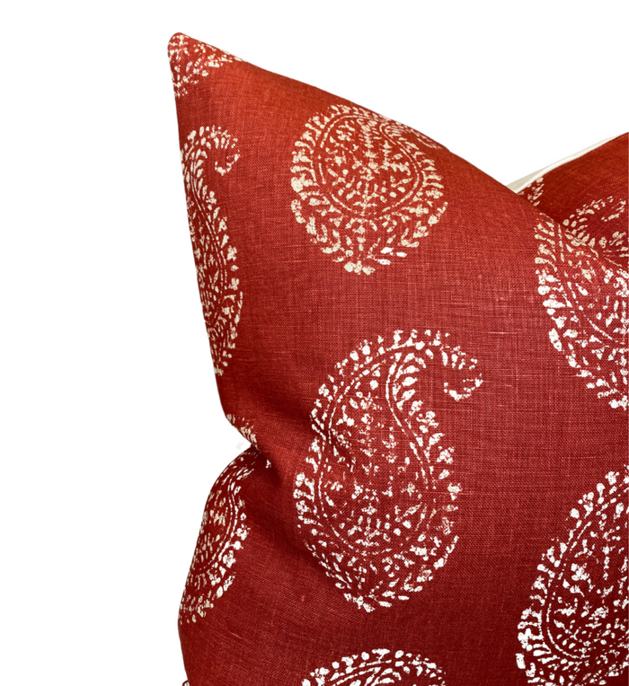 Dekowe Peter Dunham Kashmir Paisley Pillow Cover In Tea Red