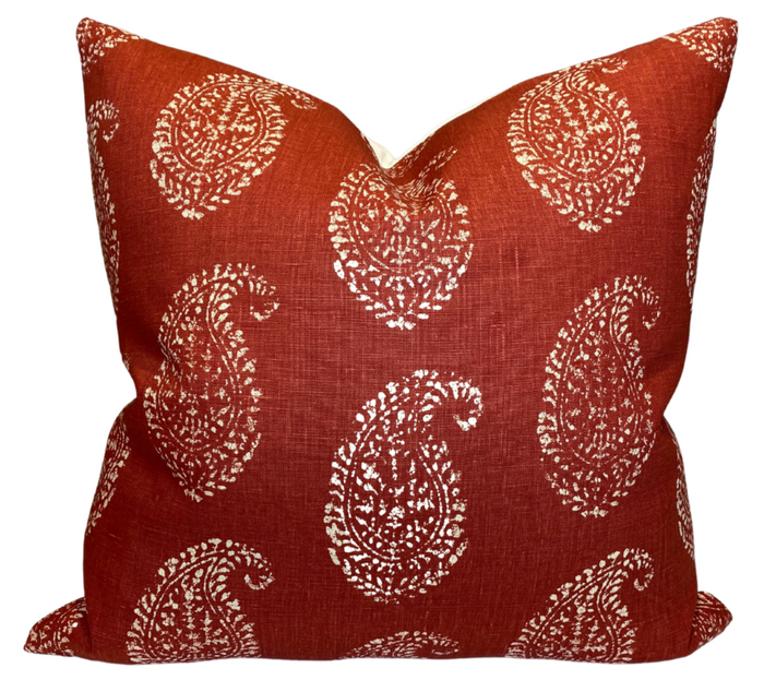 dekowe Peter Dunham Kashmir Paisley Pillow Cover in Tea Red