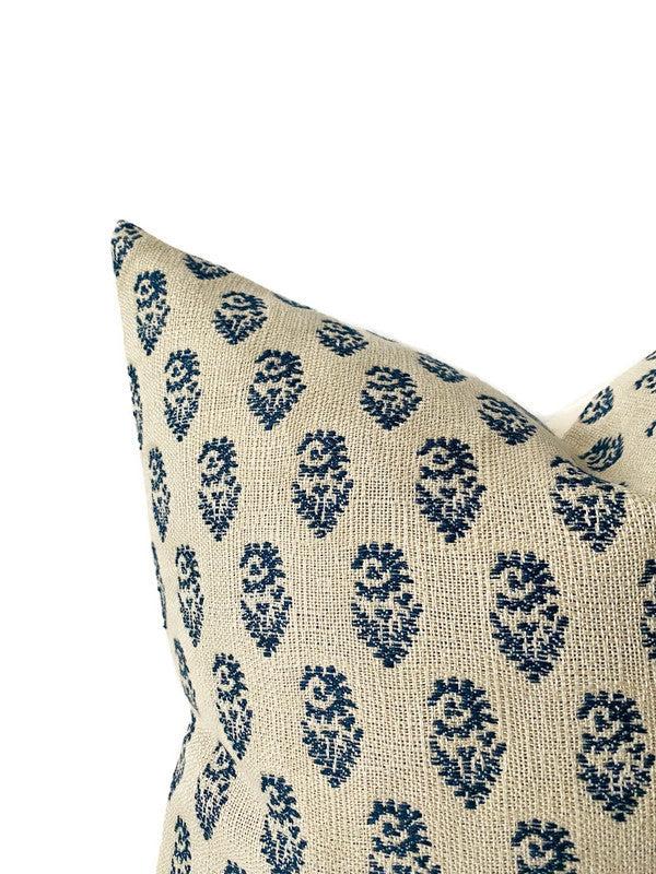 Dekowe Peter Dunham Rajmata Pillow Cover In Indigo On Natural Indoor/Outdoor Pillows
